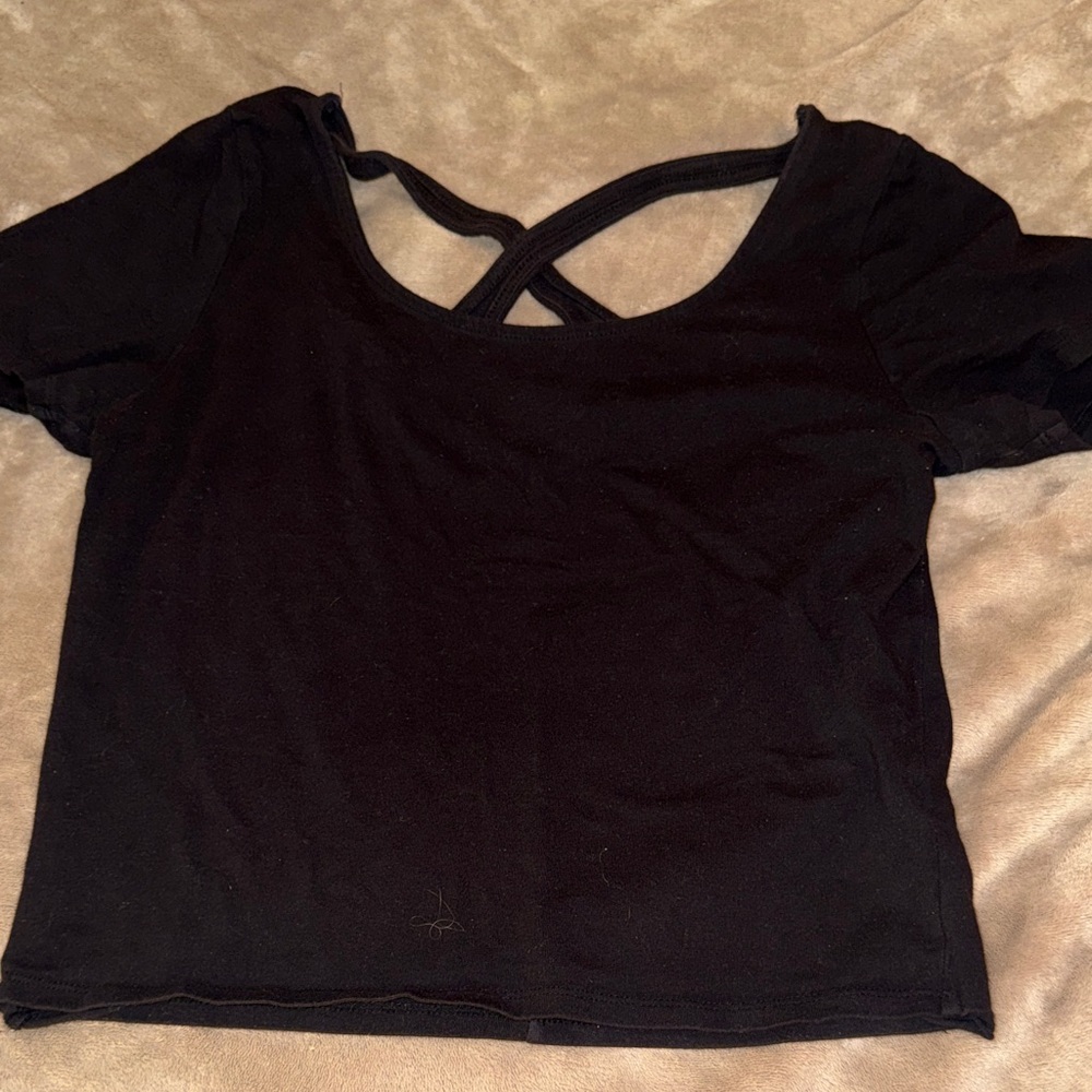 Aeropostale Black Crop Top with Crisscross Back